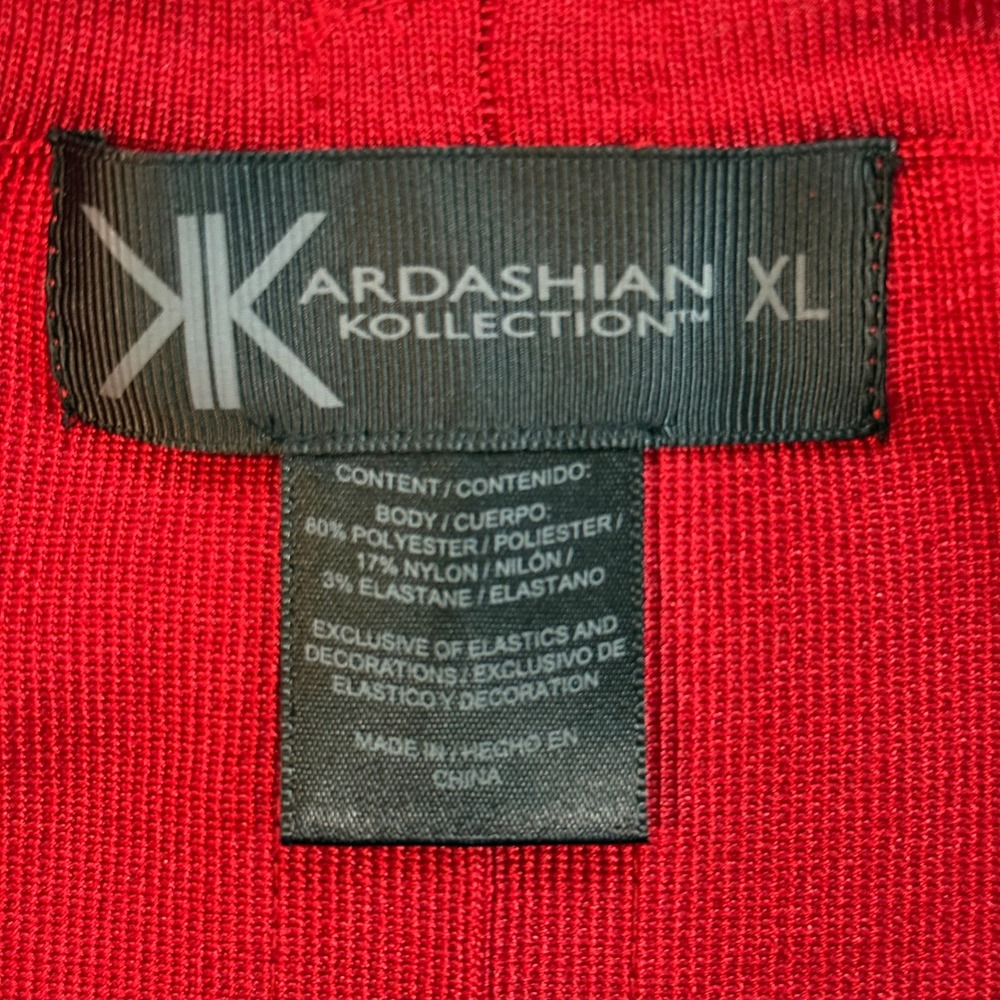 Kardashian Kollection Red Bandage Bodycon Dress 3/4 Sleeve XL Spring 2013 - Picture 2 of 9
